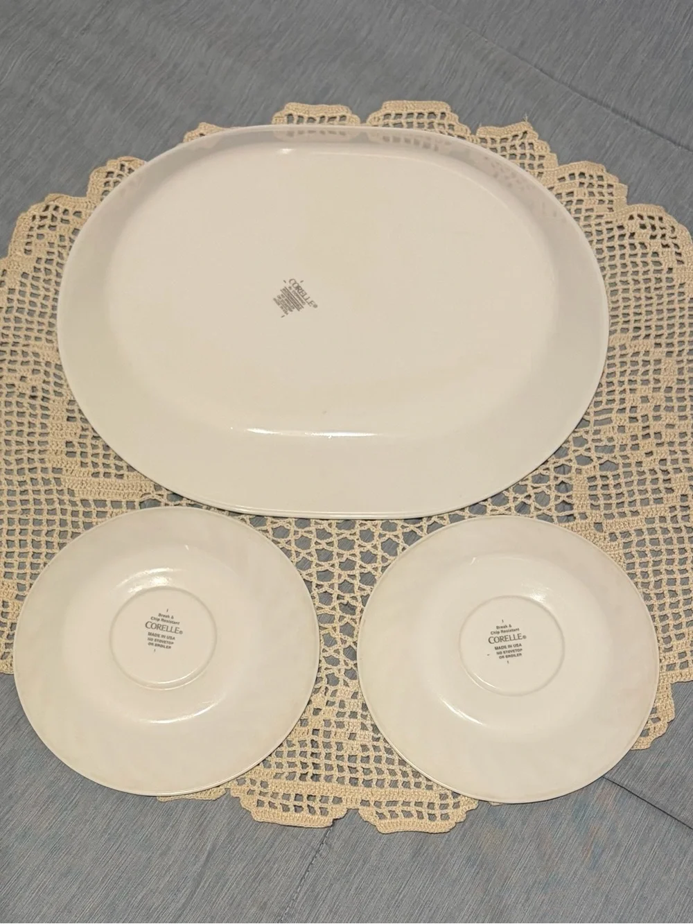 Corelle Platter-Shadow Iris pattern and 2 matching saucers